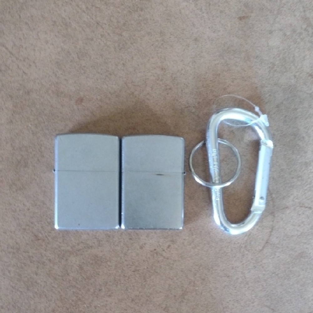 Silver zippo Lighters with Carabiner